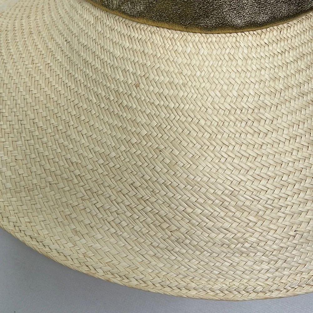 Wide Brim Gold Lame Crown Sun Hat - Picture 5 of 6